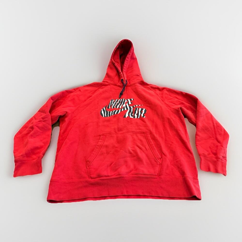 Nike Mens Red Heavyweight Pullover Nike Air Swoosh Hooded Sweatshirt Size XXL